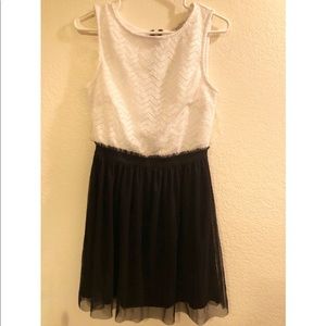 Speechless white glitter & black tulle dress